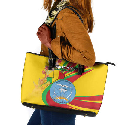 Afro Mali Leather Tote Bag Happy 65th Anniversary Independence - African Pride