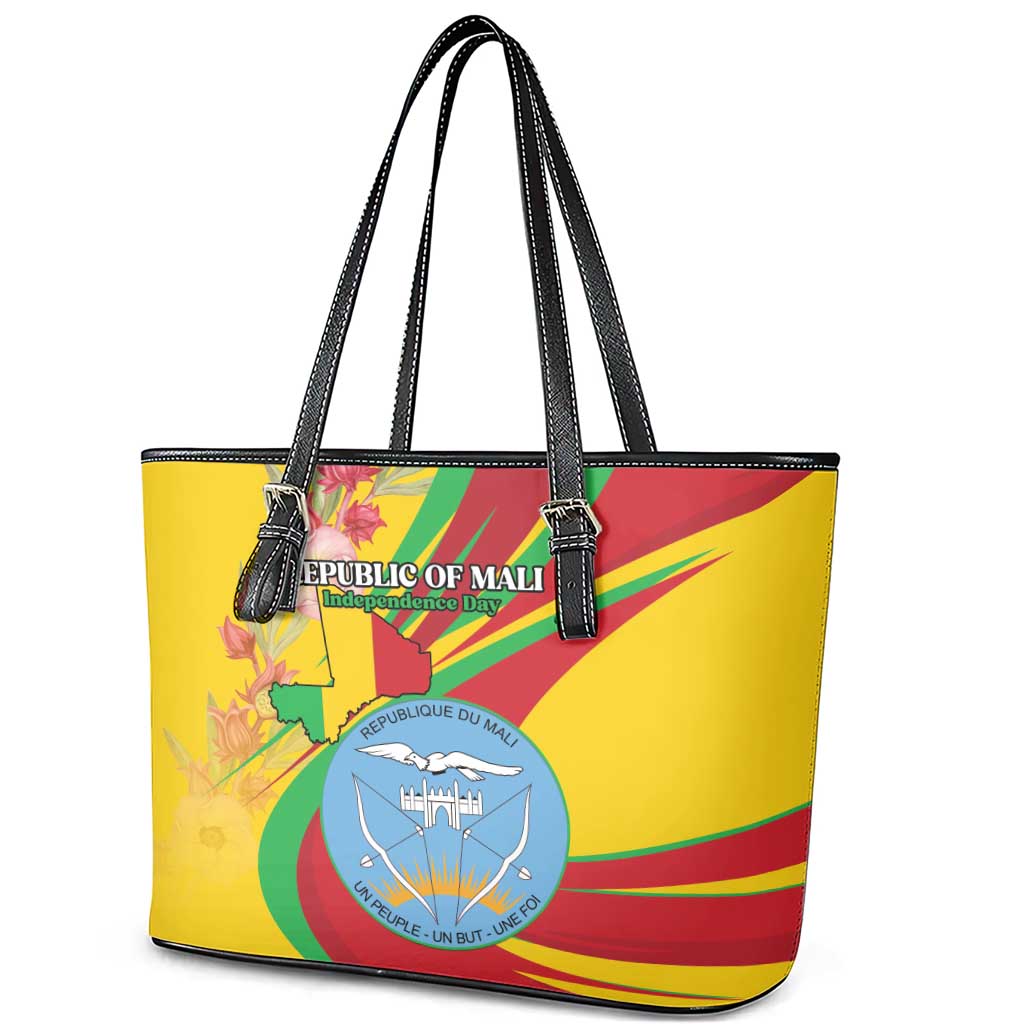 Afro Mali Leather Tote Bag Happy 65th Anniversary Independence - African Pride