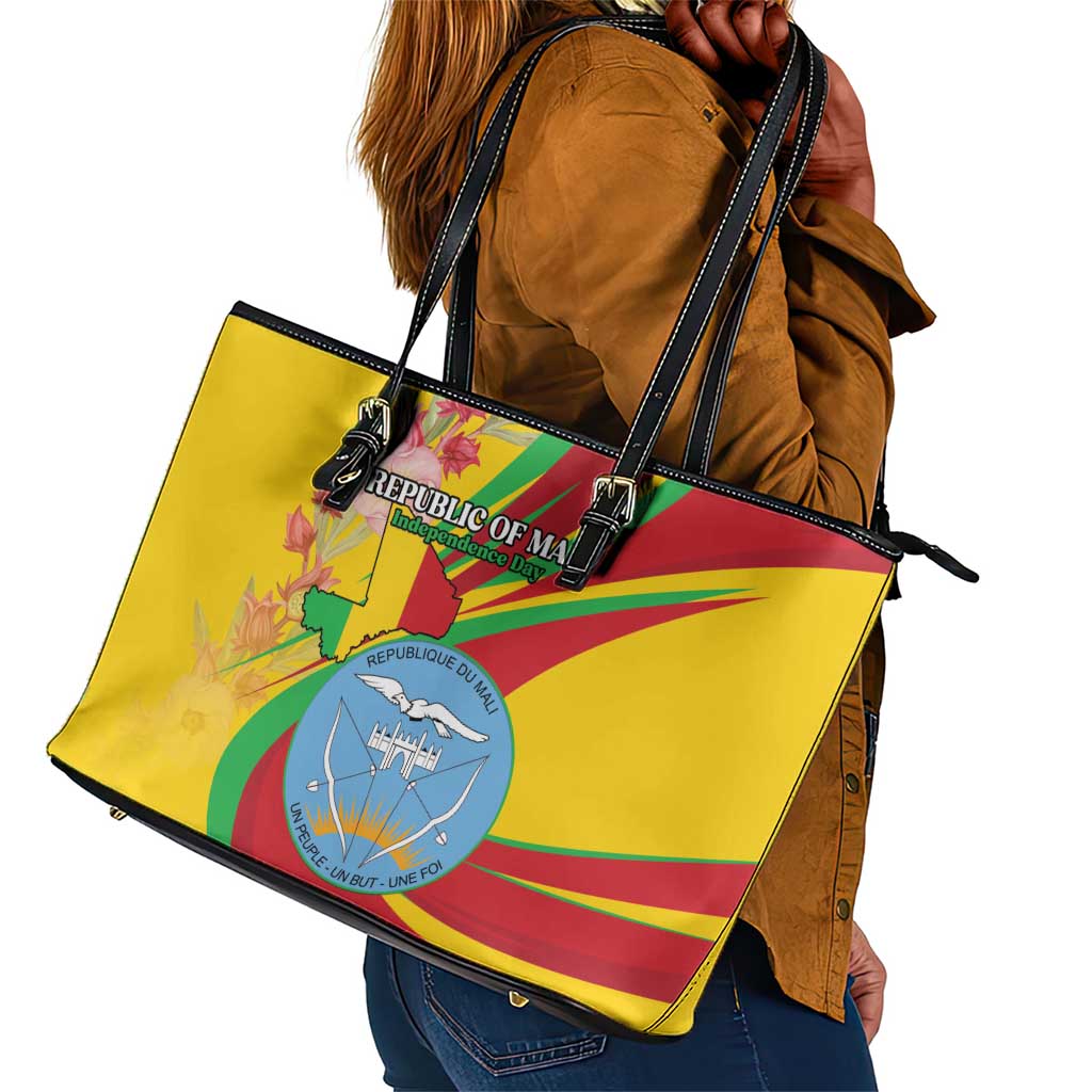 Afro Mali Leather Tote Bag Happy 65th Anniversary Independence - African Pride