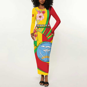 Personalized Afro Mali Long Sleeve Bodycon Dress Happy 65th Anniversary Independence - African Pride