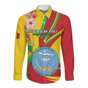 Personalized Afro Mali Long Sleeve Button Shirt Happy 65th Anniversary Independence - African Pride