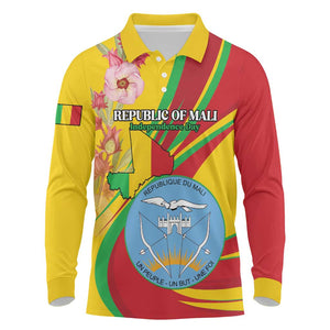 Personalized Afro Mali Long Sleeve Polo Shirt Happy 65th Anniversary Independence - African Pride