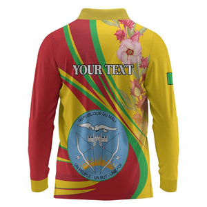 Personalized Afro Mali Long Sleeve Polo Shirt Happy 65th Anniversary Independence - African Pride