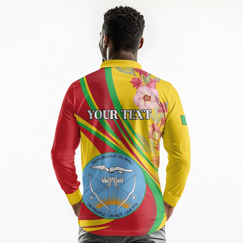 Personalized Afro Mali Long Sleeve Polo Shirt Happy 65th Anniversary Independence - African Pride