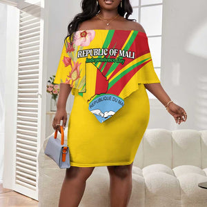 Personalized Afro Mali Off Shoulder Short Dress Happy 65th Anniversary Independence - African Pride