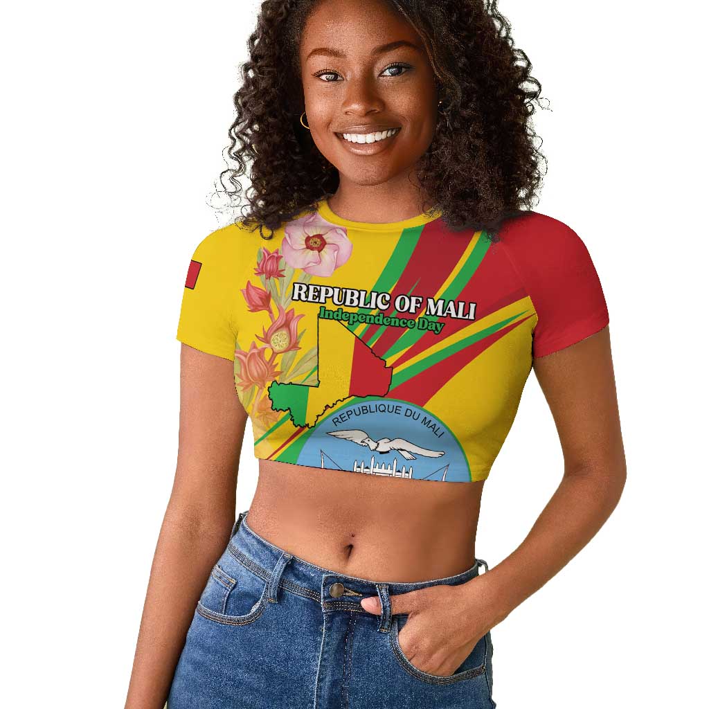 Personalized Afro Mali Raglan Cropped T shirt Happy 65th Anniversary Independence - African Pride