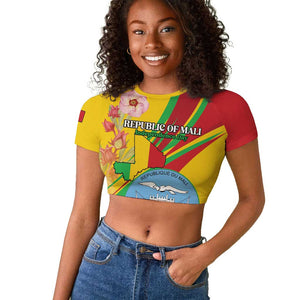 Personalized Afro Mali Raglan Cropped T shirt Happy 65th Anniversary Independence - African Pride