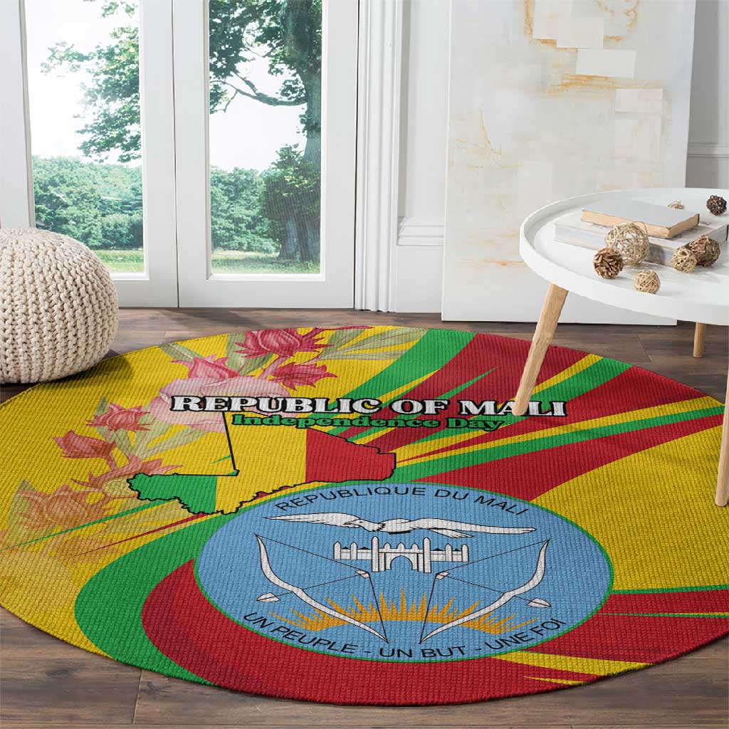 Afro Mali Round Carpet Happy 65th Anniversary Independence - African Pride