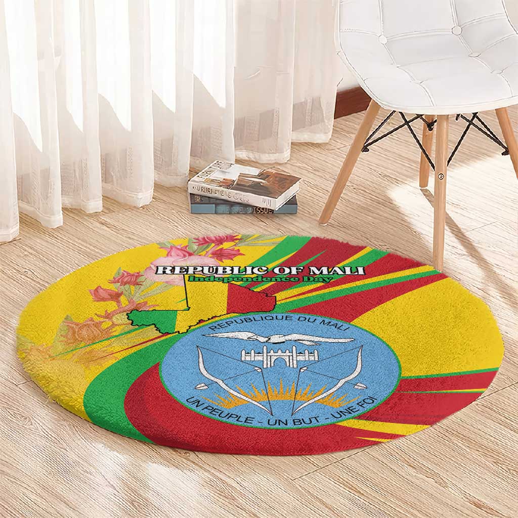 Afro Mali Round Carpet Happy 65th Anniversary Independence - African Pride