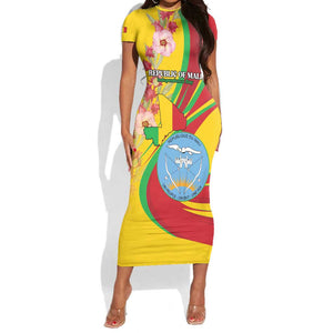 Personalized Afro Mali Short Sleeve Bodycon Dress Happy 65th Anniversary Independence - African Pride