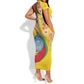 Personalized Afro Mali Short Sleeve Bodycon Dress Happy 65th Anniversary Independence - African Pride