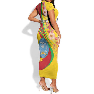 Personalized Afro Mali Short Sleeve Bodycon Dress Happy 65th Anniversary Independence - African Pride