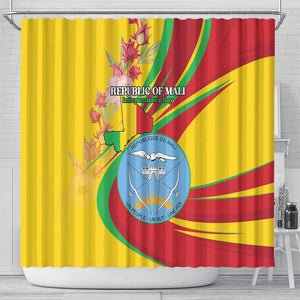 Afro Mali Shower Curtain Happy 65th Anniversary Independence - African Pride