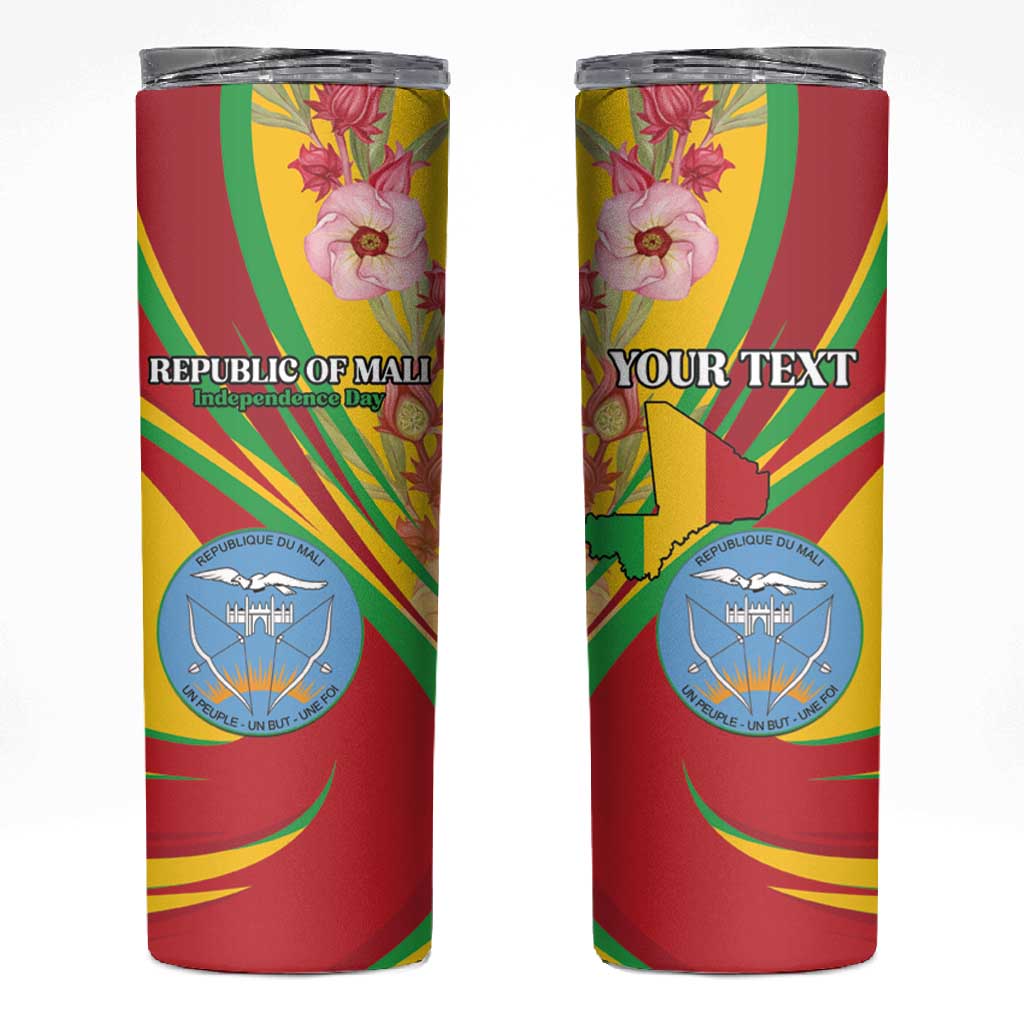 Personalized Afro Mali Skinny Tumbler Happy 65th Anniversary Independence - African Pride