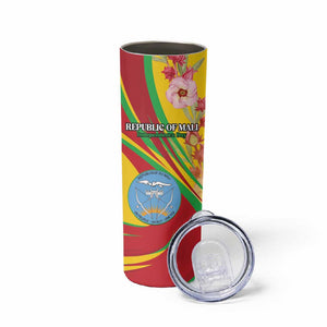Personalized Afro Mali Skinny Tumbler Happy 65th Anniversary Independence - African Pride