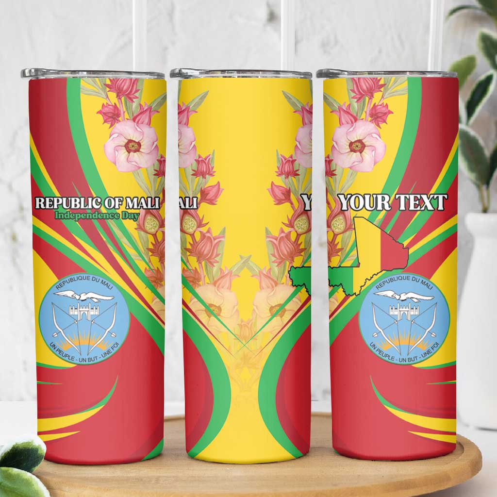 Personalized Afro Mali Skinny Tumbler Happy 65th Anniversary Independence - African Pride