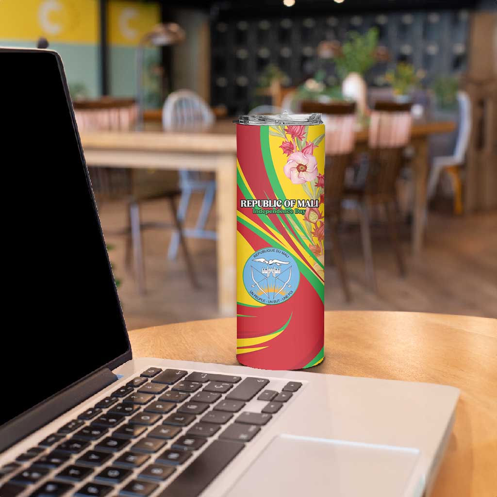 Personalized Afro Mali Skinny Tumbler Happy 65th Anniversary Independence - African Pride
