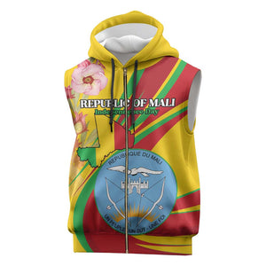 Personalized Afro Mali Sleeveless Zip Hoodie Happy 65th Anniversary Independence - African Pride