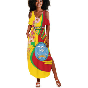 Personalized Afro Mali Summer Maxi Dress Happy 65th Anniversary Independence - African Pride