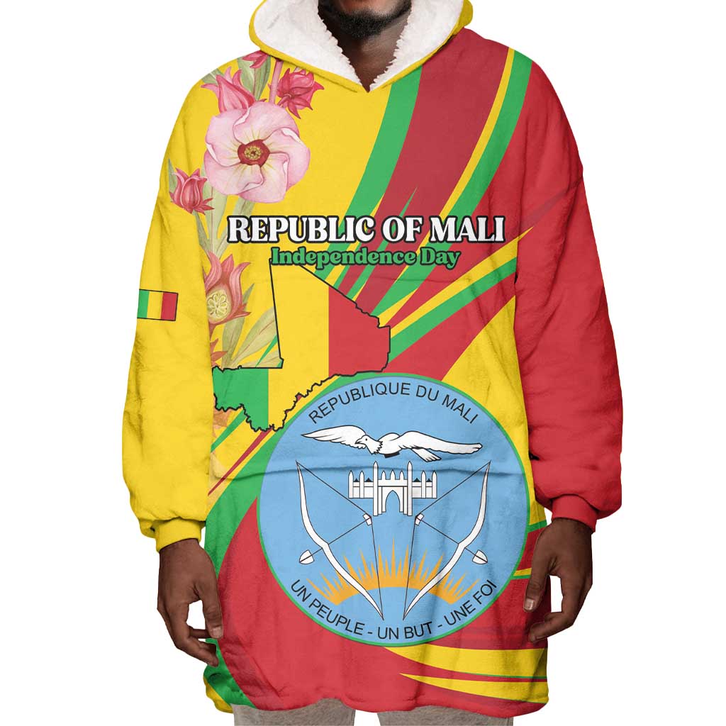 Personalized Afro Mali Wearable Blanket Hoodie Happy 65th Anniversary Independence - African Pride
