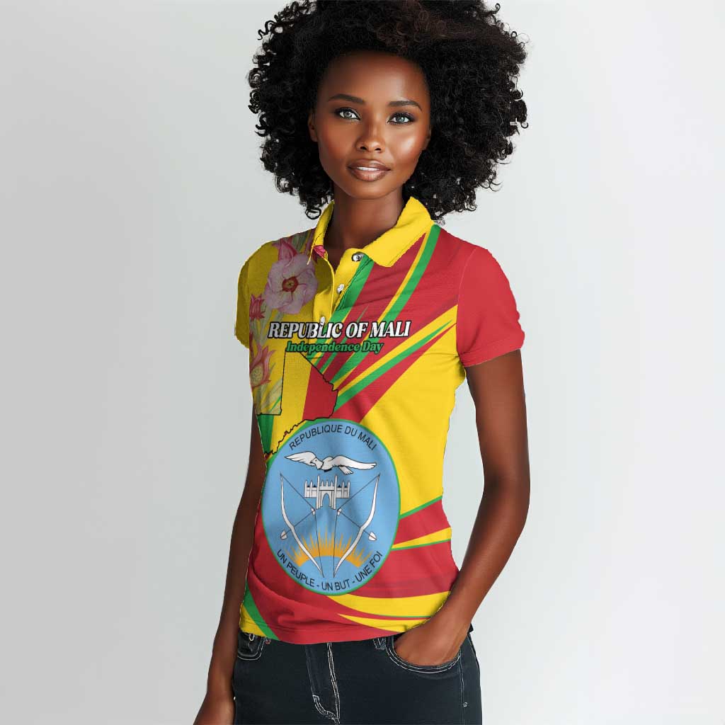 Personalized Afro Mali Women Polo Shirt Happy 65th Anniversary Independence - African Pride