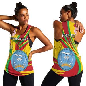Personalized Afro Mali Women Racerback Tank Happy 65th Anniversary Independence - African Pride