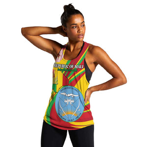 Personalized Afro Mali Women Racerback Tank Happy 65th Anniversary Independence - African Pride
