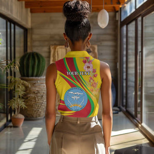 Personalized Afro Mali Women Sleeveless Polo Shirt Happy 65th Anniversary Independence - African Pride