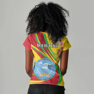 Personalized Afro Mali Women V-Neck T-Shirt Happy 65th Anniversary Independence - African Pride