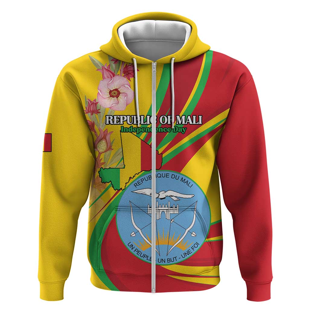 Personalized Afro Mali Zip Hoodie Happy 65th Anniversary Independence - African Pride