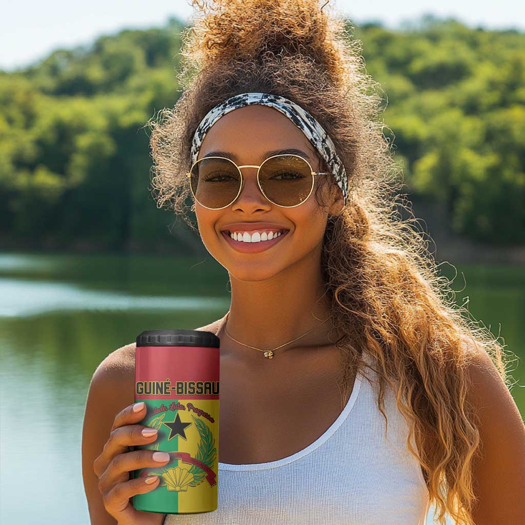 Personalized Guinea-Bissau 4 in 1 Can Cooler Tumbler Basic Flag Style - African Pride