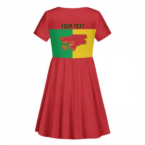 Personalized Guinea-Bissau Kid Short Sleeve Dress Basic Flag Style - African Pride
