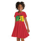 Personalized Guinea-Bissau Kid Short Sleeve Dress Basic Flag Style - African Pride