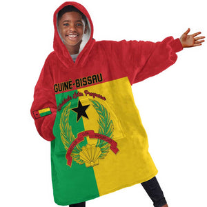 Personalized Guinea-Bissau Kid Wearable Blanket Hoodie Basic Flag Style - African Pride