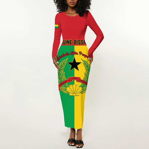 Personalized Guinea-Bissau Long Sleeve Bodycon Dress Basic Flag Style - African Pride