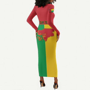 Personalized Guinea-Bissau Long Sleeve Bodycon Dress Basic Flag Style - African Pride