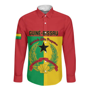 Personalized Guinea-Bissau Long Sleeve Button Shirt Basic Flag Style - African Pride