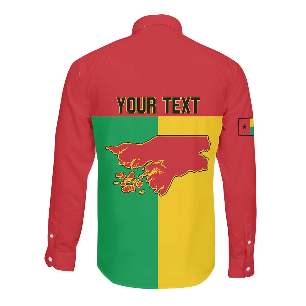 Personalized Guinea-Bissau Long Sleeve Button Shirt Basic Flag Style - African Pride