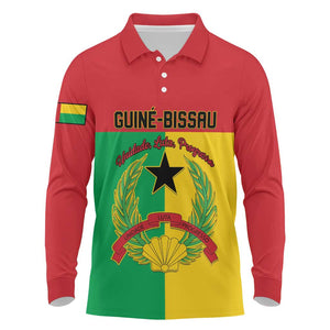 Personalized Guinea-Bissau Long Sleeve Polo Shirt Basic Flag Style - African Pride