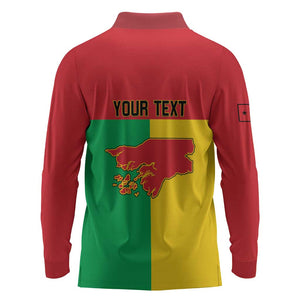 Personalized Guinea-Bissau Long Sleeve Polo Shirt Basic Flag Style - African Pride