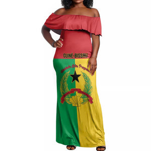 Personalized Guinea-Bissau Off Shoulder Maxi Dress Basic Flag Style - African Pride