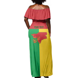 Personalized Guinea-Bissau Off Shoulder Maxi Dress Basic Flag Style - African Pride