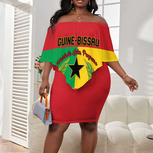 Personalized Guinea-Bissau Off Shoulder Short Dress Basic Flag Style - African Pride