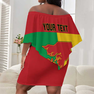Personalized Guinea-Bissau Off Shoulder Short Dress Basic Flag Style - African Pride