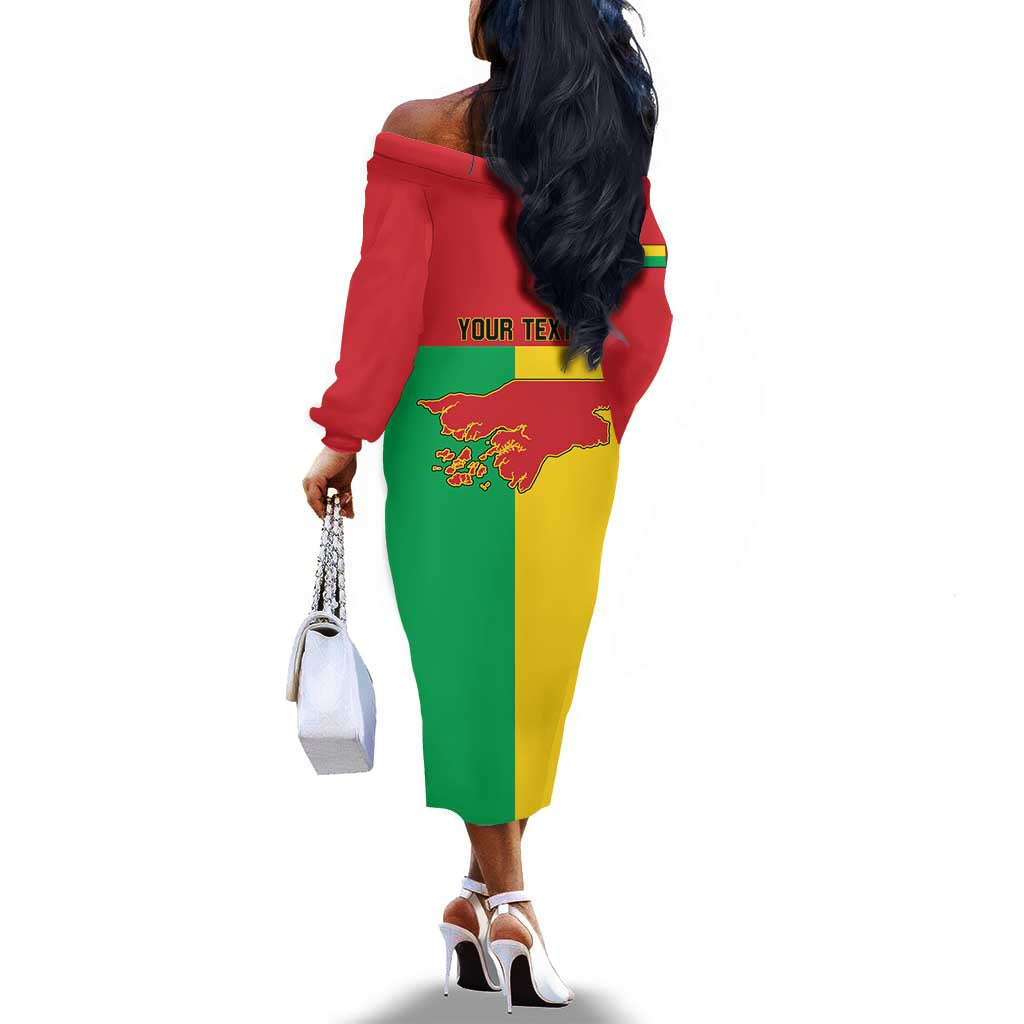 Personalized Guinea-Bissau Off The Shoulder Long Sleeve Dress Basic Flag Style - African Pride