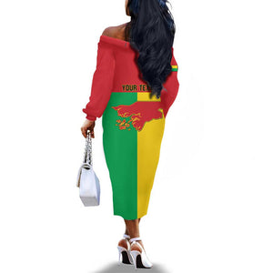Personalized Guinea-Bissau Off The Shoulder Long Sleeve Dress Basic Flag Style - African Pride