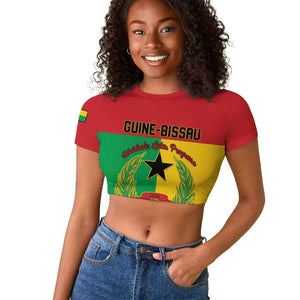 Personalized Guinea-Bissau Raglan Cropped T shirt Basic Flag Style - African Pride