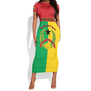 Personalized Guinea-Bissau Short Sleeve Bodycon Dress Basic Flag Style - African Pride