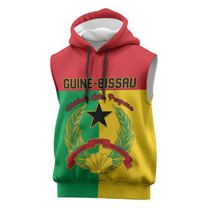 Personalized Guinea-Bissau Sleeveless Hoodie Basic Flag Style - African Pride