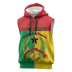 Personalized Guinea-Bissau Sleeveless Zip Hoodie Basic Flag Style - African Pride
